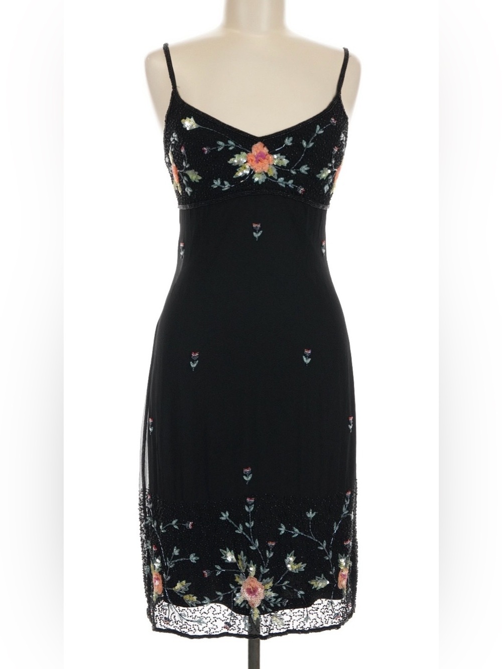 Vintage 90s y2k cache black silk beaded fairy dress